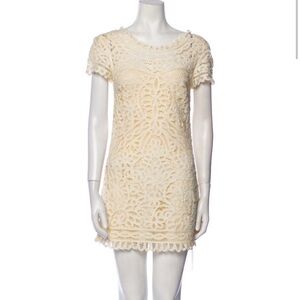 Sea New York Elegant Cream Lace Mini Dress